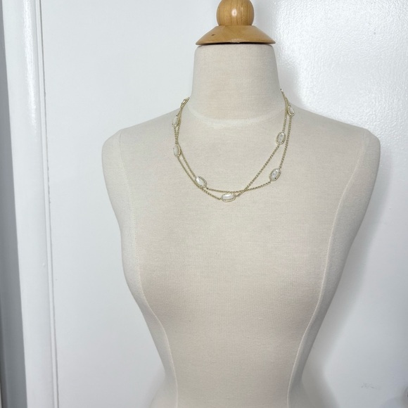 Kendra Scott Kellie Necklace Long Gold Chain Mother Of Pearl White - Picture 5 of 7